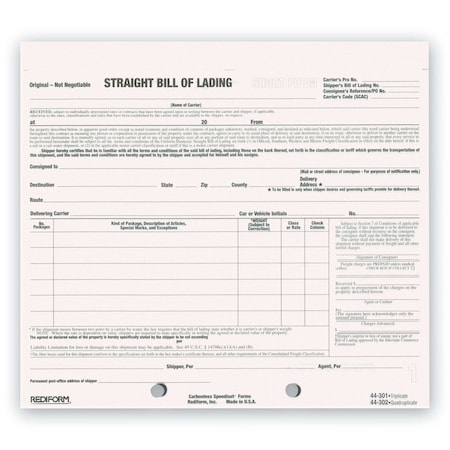 Rediform Form, Bill/Lading, Sheet, Tri, PK250 44-301